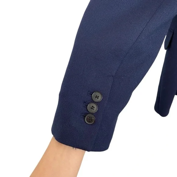 Zara Double Breasted Blazer In Navy Blue With Interior Strap Size Large - Picture 8 of 12